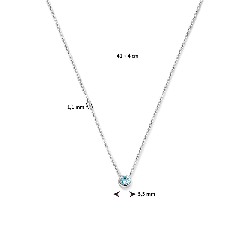 vDam Ketting Met Geboortesteen Zirkonia 41cm + 4 Cm Zilver Gerhodineerd 1335928  41cm