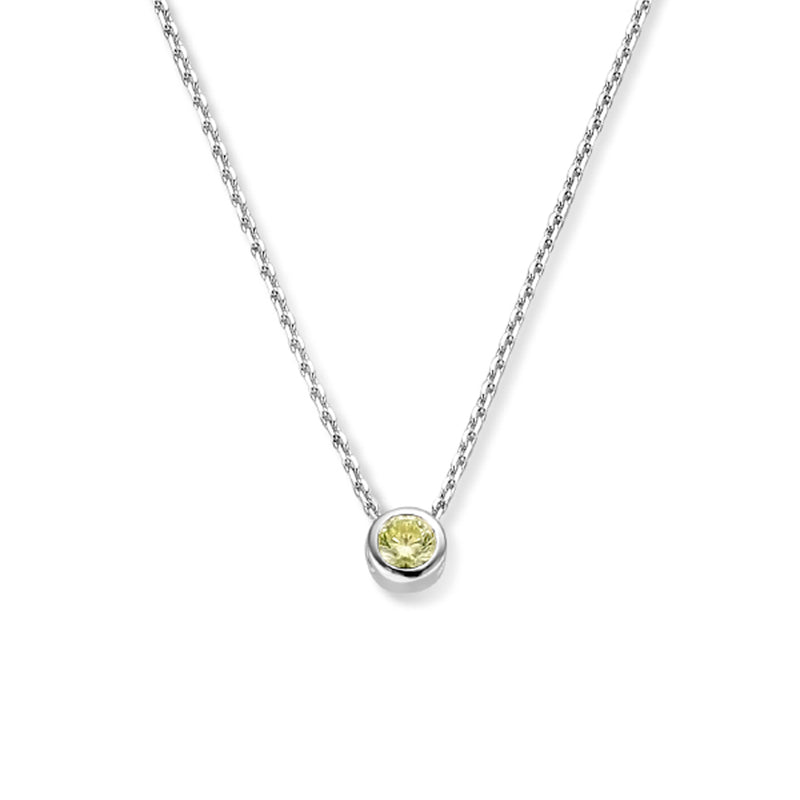 vDam Ketting Met Geboortesteen Zirkonia 41 + 4 Cm Zilver Gerhodineerd 1335930