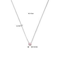 vDam Ketting Met Geboortesteen Zirkonia 41cm + 4 Cm Zilver Gerhodineerd 1335932  41cm