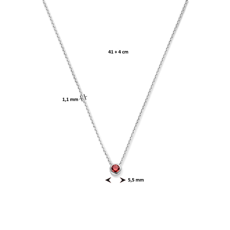 vDam Ketting Met Geboortesteen Zirkonia 41cm + 4 Cm Zilver Gerhodineerd 1335933  41cm