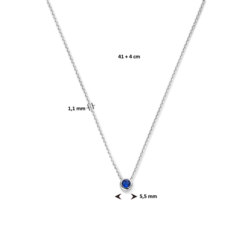 vDam Ketting Met Geboortesteen Zirkonia 41cm + 4 Cm Zilver Gerhodineerd 1335935  41cm