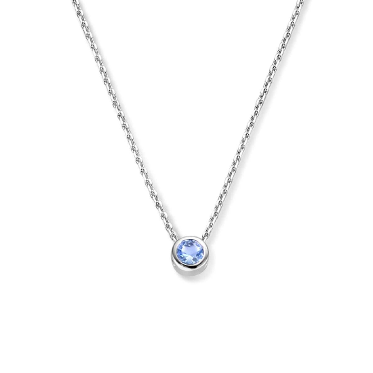 vDam Ketting Met Geboortesteen Zirkonia 41 + 4 Cm Zilver Gerhodineerd 1335937