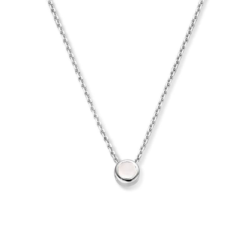 vDam Ketting Met Geboortesteen Zirkonia 41 + 4 Cm Zilver Gerhodineerd 1335938