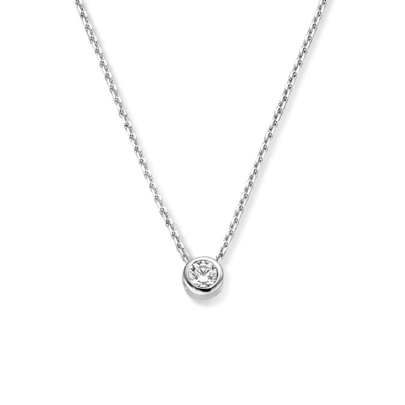 vDam Ketting Met Geboortesteen Zirkonia 41 + 4 Cm Zilver Gerhodineerd 1335939