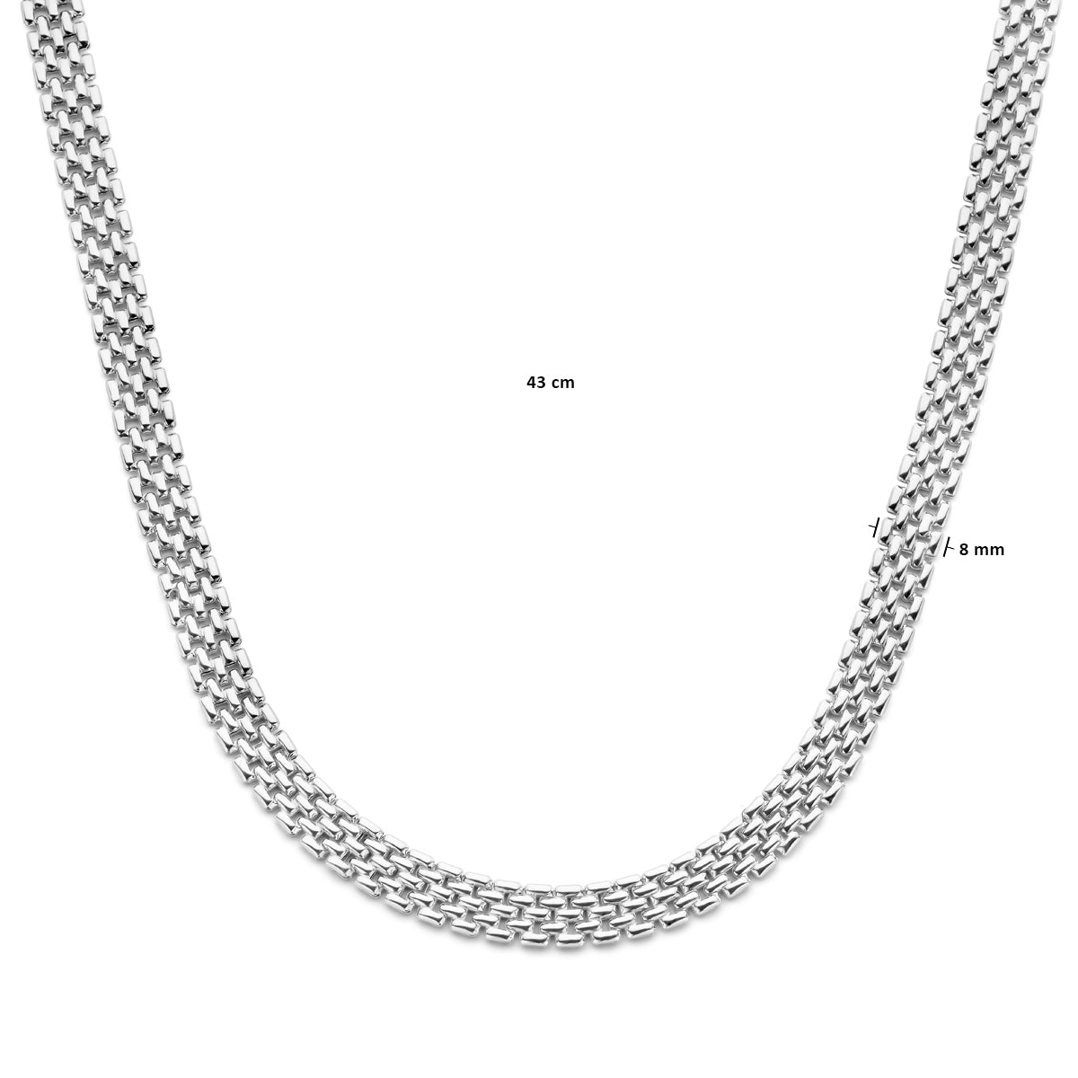 vDam Ketting Panter 8 Mm 43cm Cm Zilver Gerhodineerd 1339975  43cm
