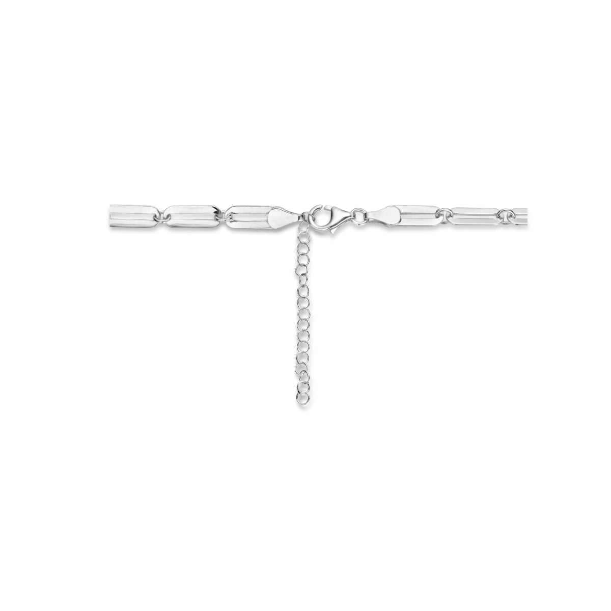 vDam Ketting Paperclip Plat 5,0 Mm 41cm + 4 Cm Zilver Gerhodineerd 1336243  41cm