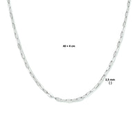 vDam Ketting Paperclip Platte Buis 2,5 Mm 40cm + 4 Cm Zilver Gerhodineerd 1333929  40cm
