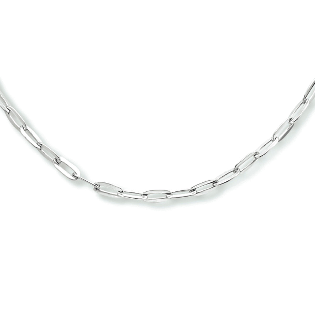 vDam Ketting Paperclip Platte Buis 2,5 Mm 40 + 4 Cm Zilver Gerhodineerd 1333929