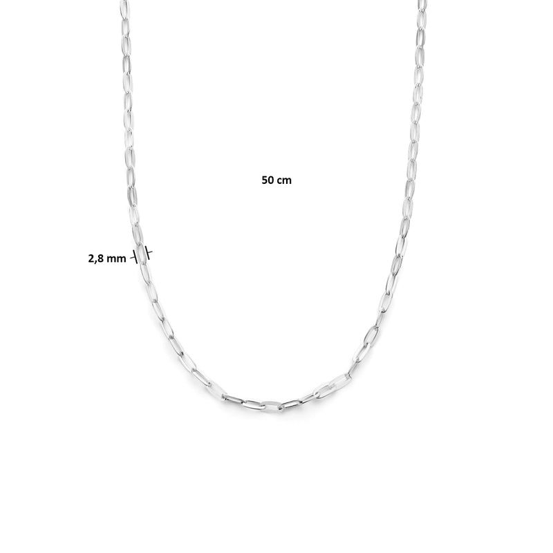 vDam Ketting Paperclip Platte Buis 25 Mm Zilver Gerhodineerd 1334982  50cm
