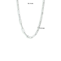 vDam Ketting Paperclip Platte Buis 3,7 Mm 41cm + 4 Cm Zilver Gerhodineerd 1333678  41cm