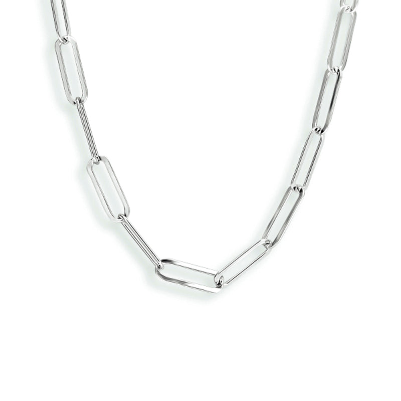 vDam Ketting Paperclip Platte Buis 3,7 Mm 41 + 4 Cm Zilver Gerhodineerd 1333678