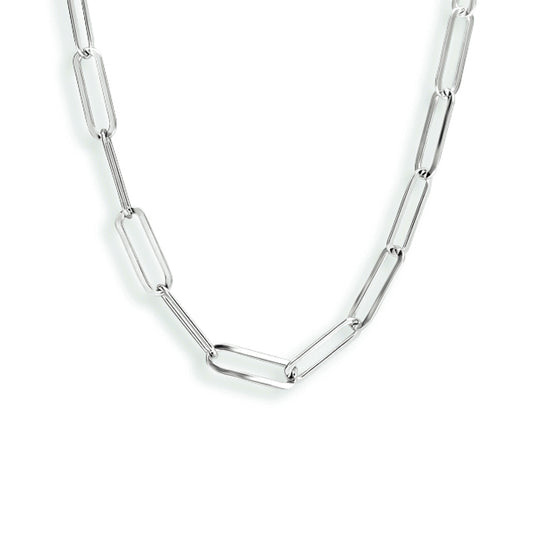 vDam Ketting Paperclip Platte Buis 3,7 Mm 41 + 4 Cm Zilver Gerhodineerd 1333678