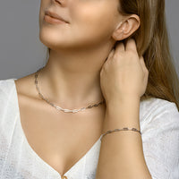 vDam Ketting Paperclip Platte Buis 3,7 Mm Zilver Gerhodineerd 1332363  45cm