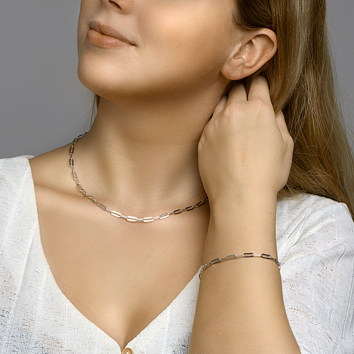 vDam Ketting Paperclip Platte Buis 3,7 Mm Zilver Gerhodineerd 1332363  45cm