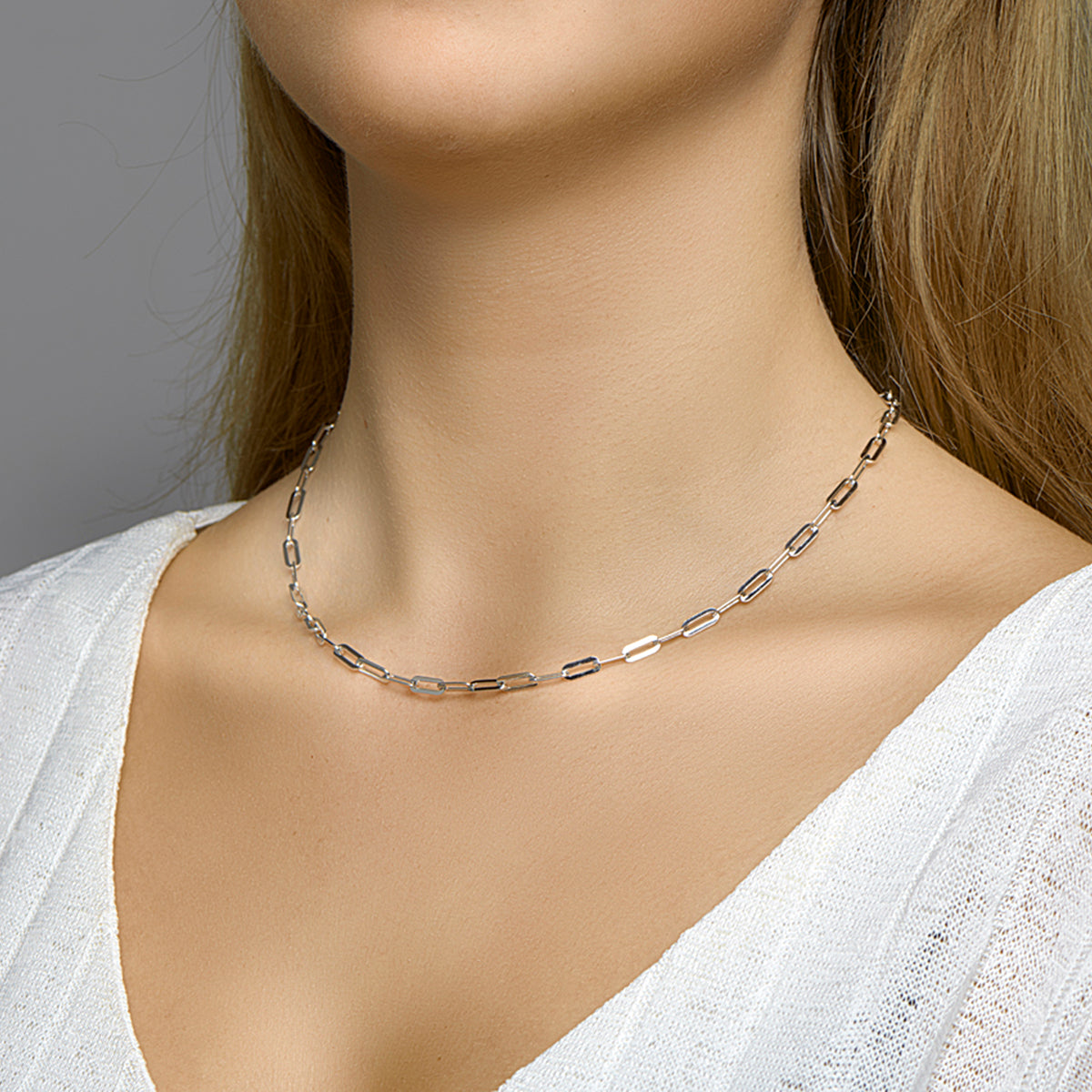 vDam Ketting Paperclip Platte Buis 3,7 Mm Zilver Gerhodineerd 1332363  45cm