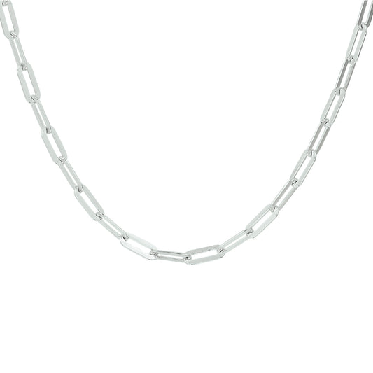 vDam Ketting Paperclip Platte Buis 3,8 Mm 41 + 4 Cm Zilver Gerhodineerd 1332105