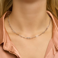 vDam Ketting Paperclip Platte Buis 3,8 Mm 41cm + 4 Cm Zilver Gerhodineerd 1332107  41cm