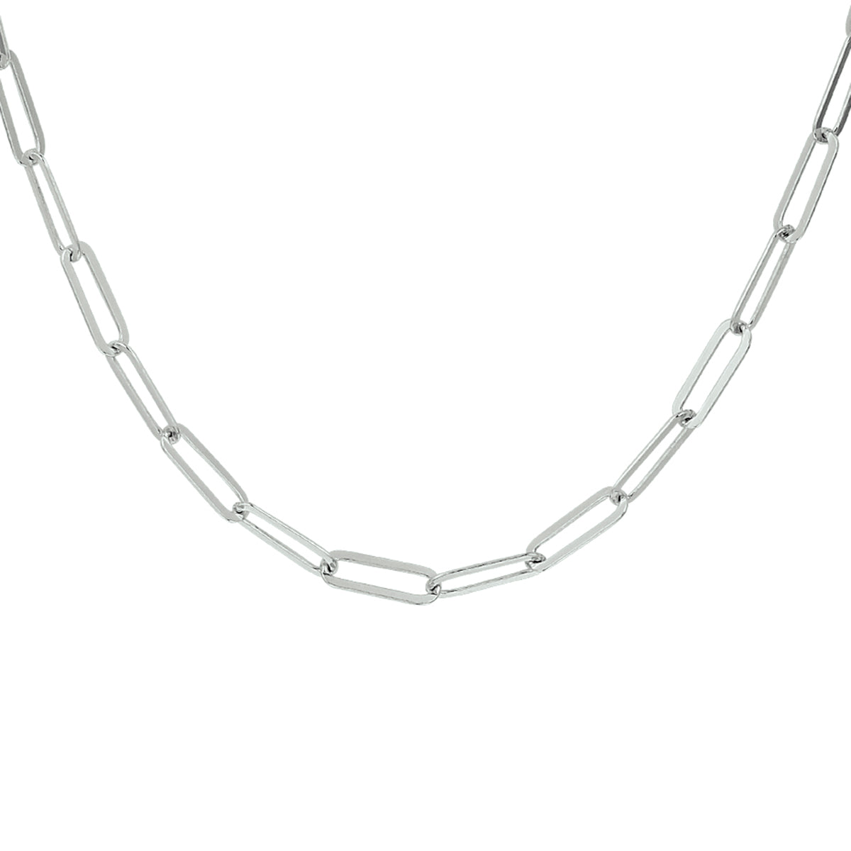 vDam Ketting Paperclip Platte Buis 3,8 Mm 41 + 4 Cm Zilver Gerhodineerd 1332107