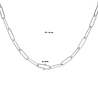 vDam Ketting Paperclip Platte Buis 3,8 Mm 41cm + 4 Cm Zilver Gerhodineerd 1332107  41cm