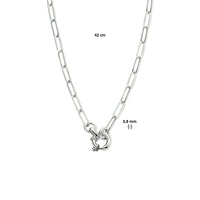 vDam Ketting Paperclip Platte Buis 3,8 Mm 42cm Cm Met Groot Springslot Zilver Gerhodineerd 1334620  42cm
