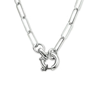 vDam Ketting Paperclip Platte Buis 3,8 Mm 42 Cm Met Groot Springslot Zilver Gerhodineerd 1334620