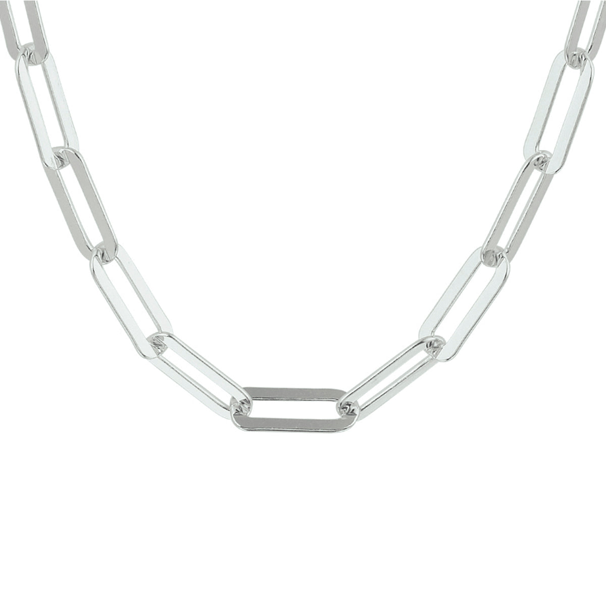 vDam Ketting Paperclip Platte Buis 5,4 Mm Zilver Gerhodineerd 1332366