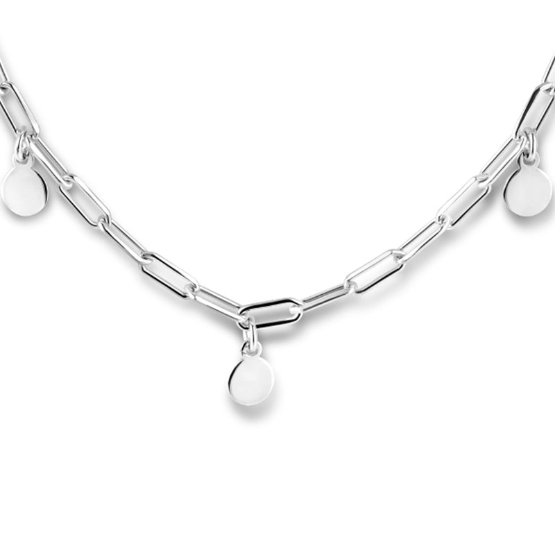 vDam Ketting Paperclip Platte Buis En Rondjes 2,8 Mm 41 + 3 Cm Zilver Gerhodineerd 1334753