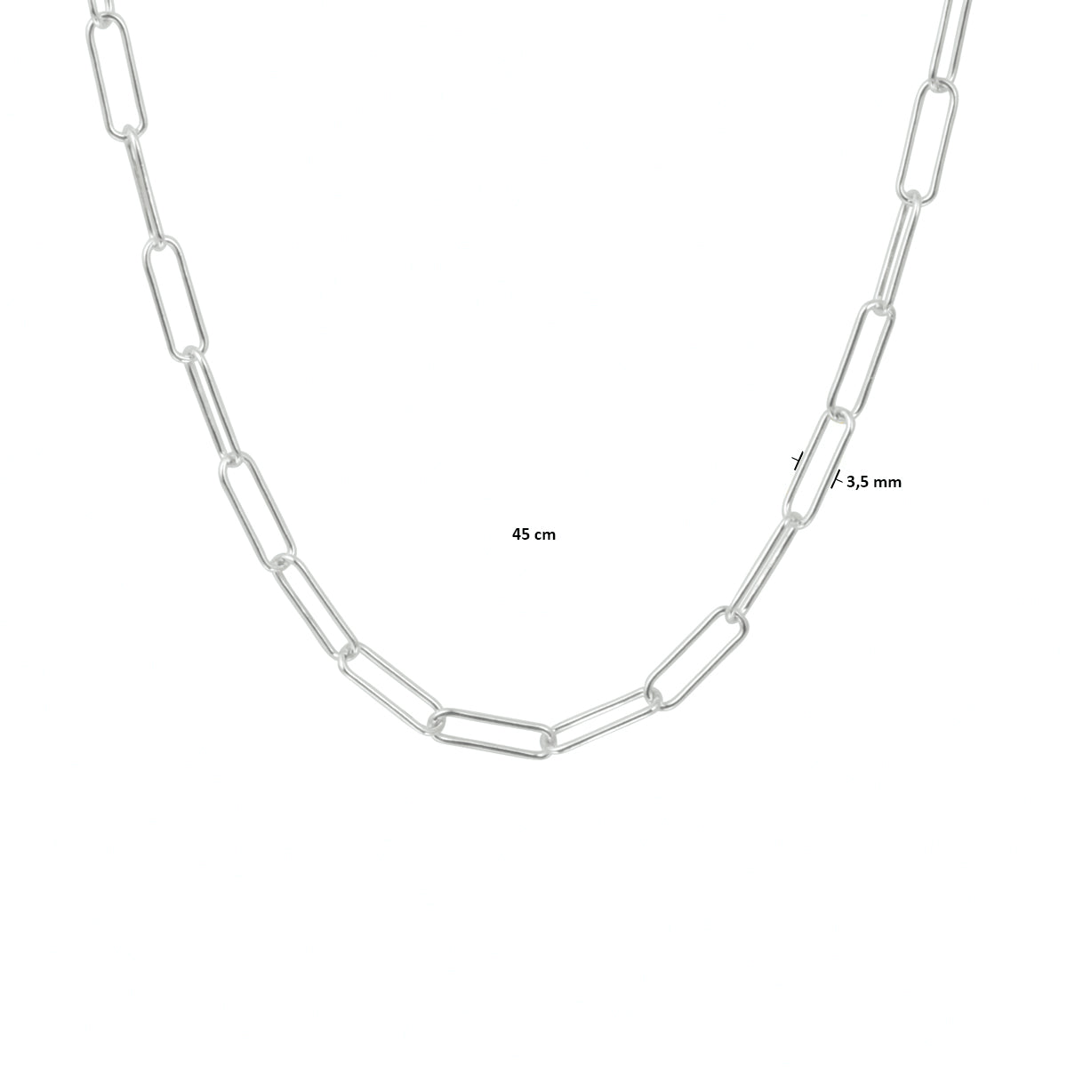 vDam Ketting Paperclip Ronde Buis 3,5 Mm 45cm Cm Zilver Gerhodineerd 1333321  45cm