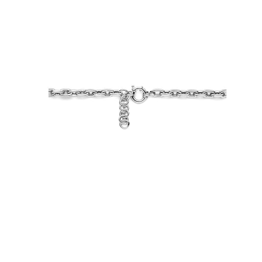 vDam Ketting Paperclip Ronde Buis 43cm + 4,0 Cm 8,6 Mm Met Groot Springslot Zilver Gerhodineerd 1337778  43cm