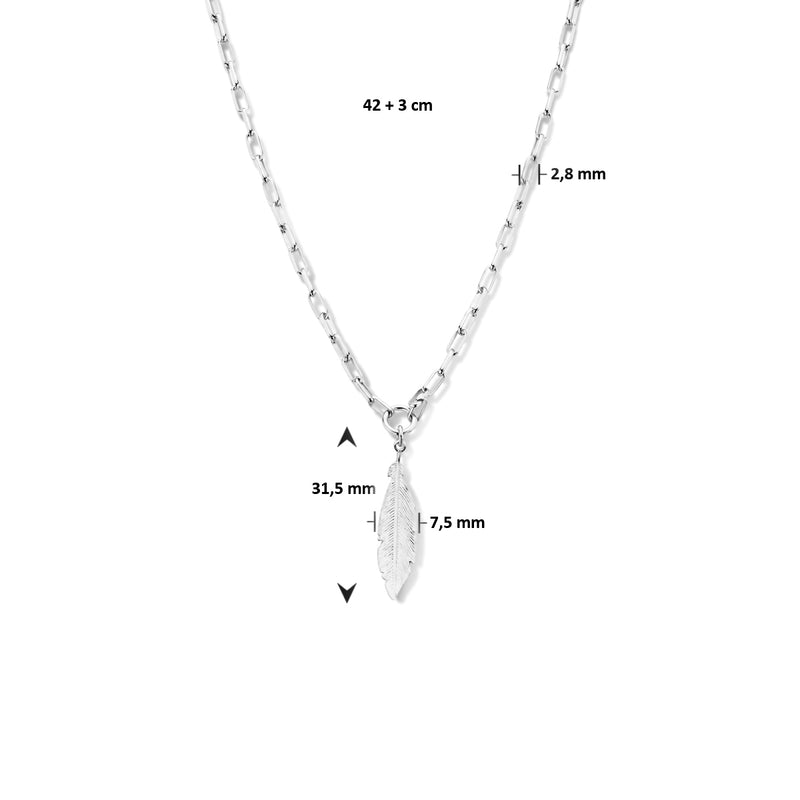 vDam Ketting Paperclip Veer 2,8 Mm 42cm + 3 Cm Zilver Gerhodineerd 1334715  42cm