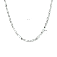 vDam Ketting Paperclip Vierkante Buis 4,0 Mm 45cm Cm Zilver Gerhodineerd 1333933  45cm