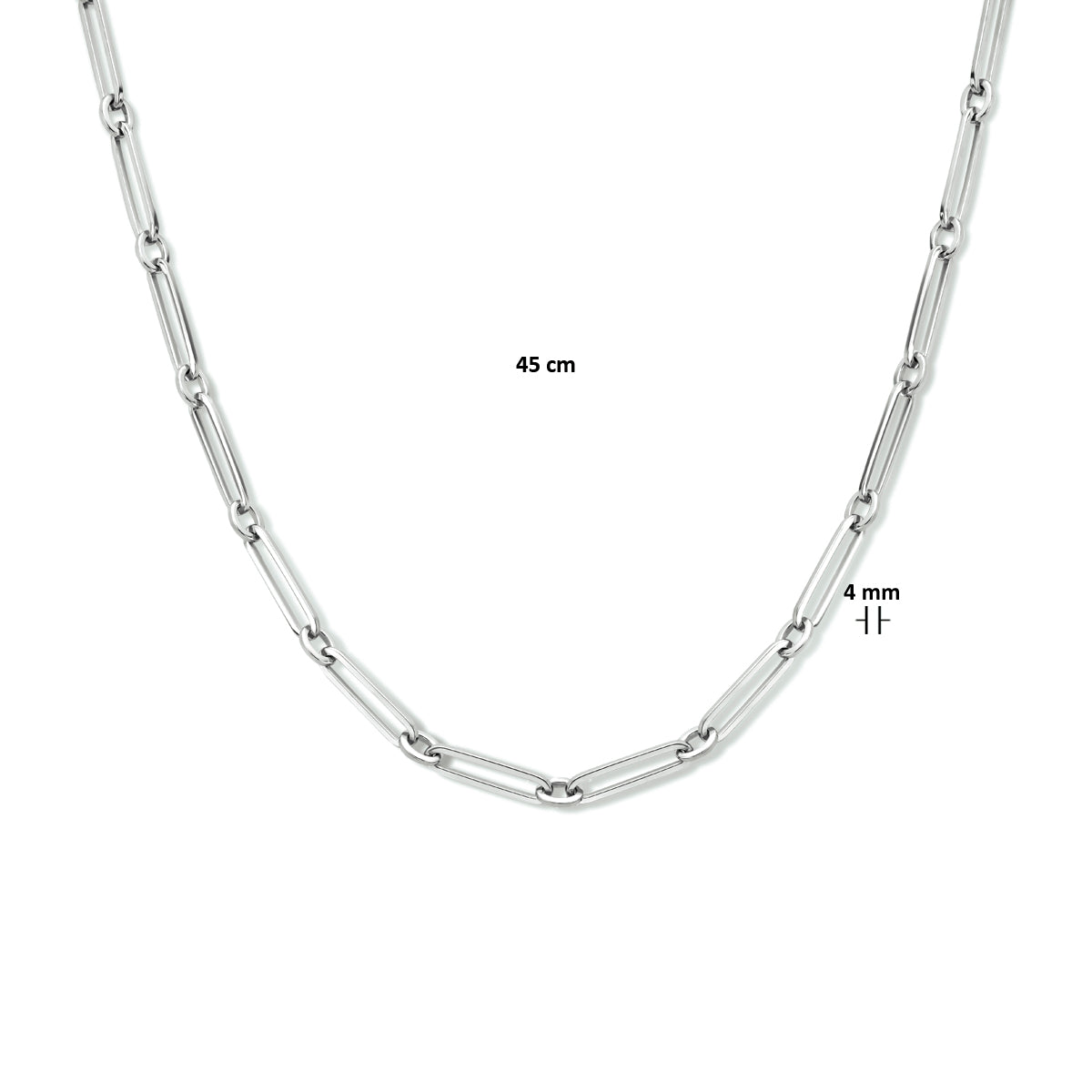vDam Ketting Paperclip Vierkante Buis 4,0 Mm 45cm Cm Zilver Gerhodineerd 1333933  45cm