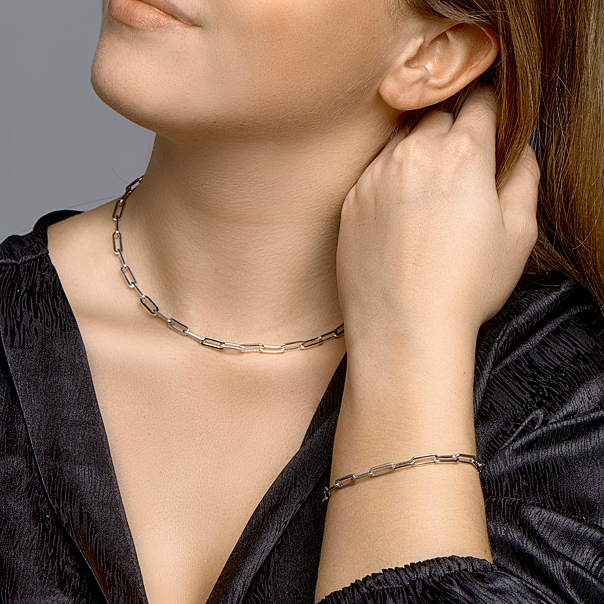 vDam Ketting Paperclip Vierkante Buis 4,5 Mm Zilver Gerhodineerd 1332325  40cm