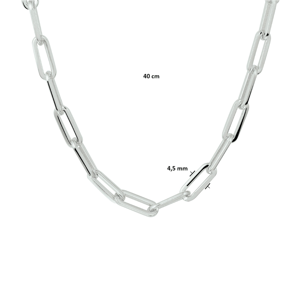 vDam Ketting Paperclip Vierkante Buis 4,5 Mm Zilver Gerhodineerd 1332325  40cm