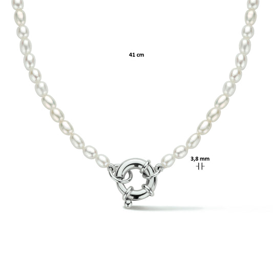 vDam Ketting Parel 3,8 Mm 41cm Cm Met Groot Springslot Zilver Gerhodineerd 1334621  41cm