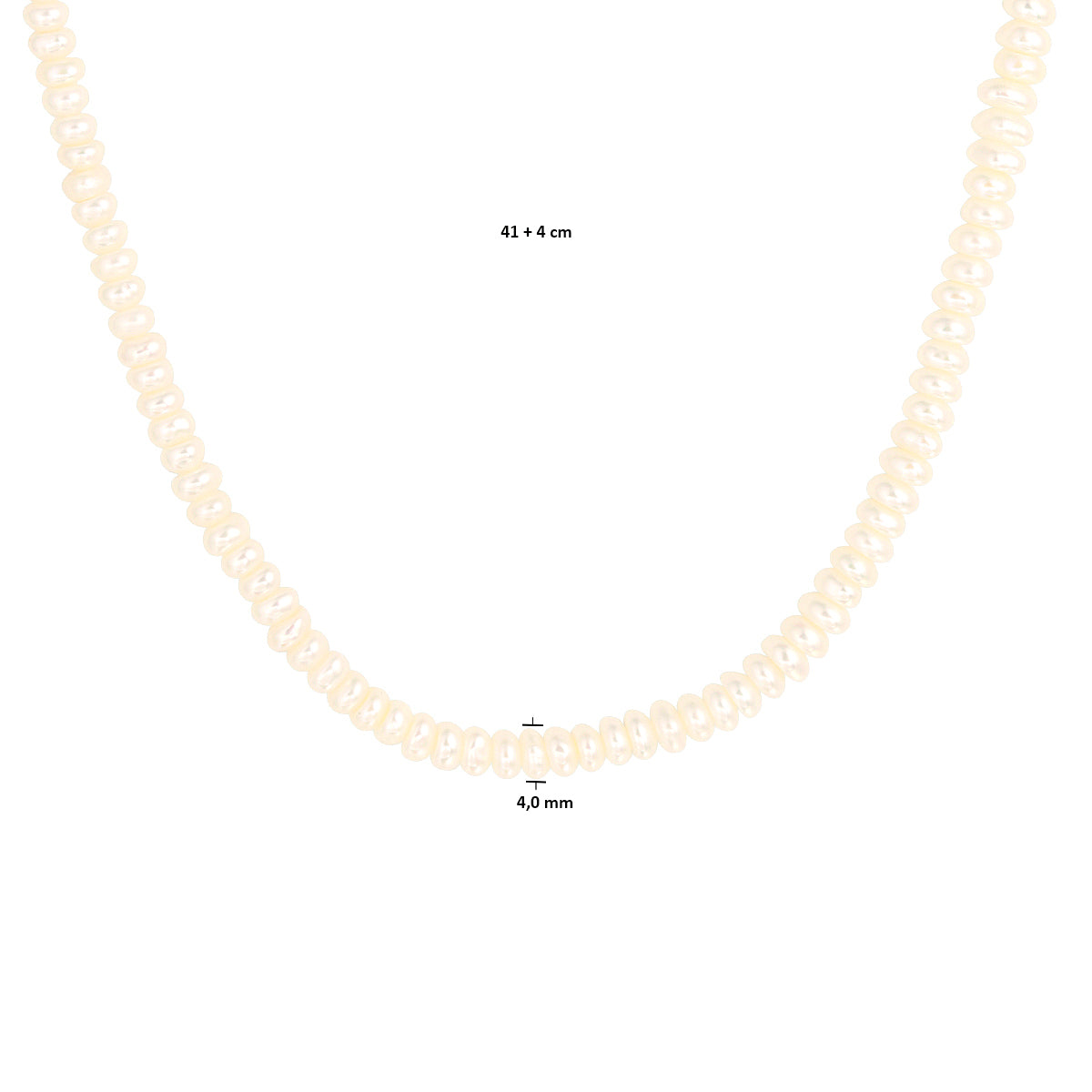 vDam Ketting Parel 4,0 Mm 41cm + 4 Cm Zilver Gerhodineerd 1333191  41cm