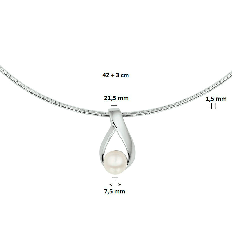 vDam Ketting Parel 42cm + 3 Cm Zilver Gerhodineerd 1326692  42cm