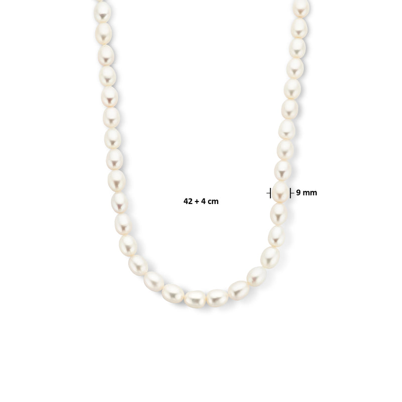 vDam Ketting Parel 9 Mm 42cm + 4 Cm Zilver Gerhodineerd 1335965  42cm