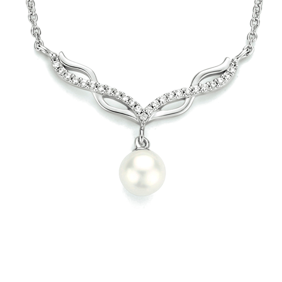 vDam Ketting Parel En Zirkonia 42 + 3 Cm Zilver Gerhodineerd 1333912