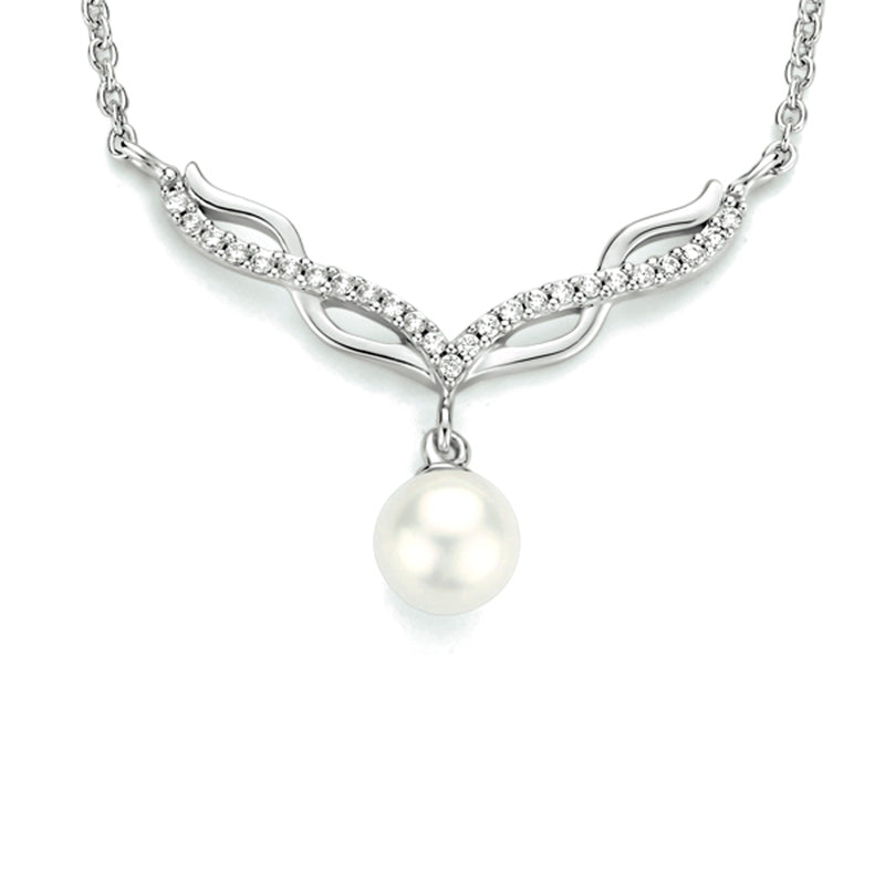 vDam Ketting Parel En Zirkonia 42 + 3 Cm Zilver Gerhodineerd 1333912