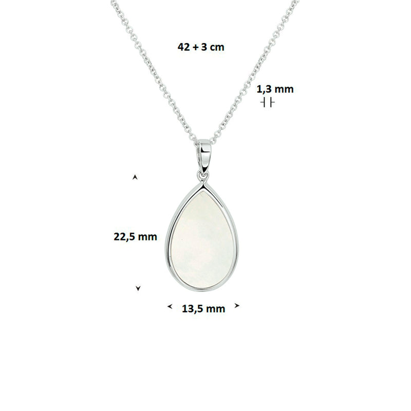 vDam Ketting Parelmoer 42cm + 3 Cm Zilver Gerhodineerd 1326659  42cm
