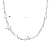 vDam Ketting Parels 40cm + 4 Cm Zilver Gerhodineerd 1335720  40cm
