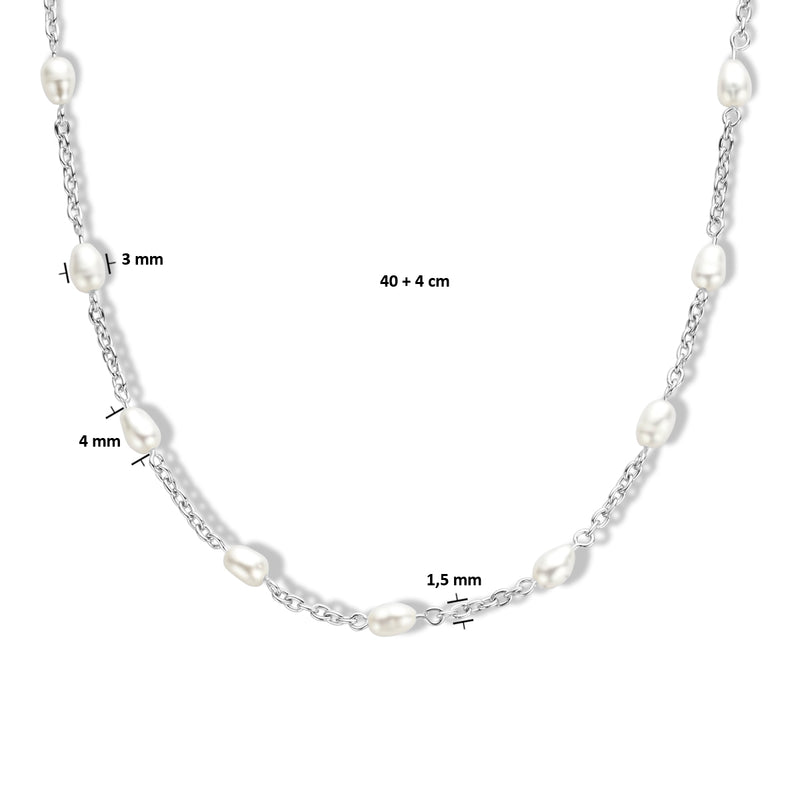 vDam Ketting Parels 40cm + 4 Cm Zilver Gerhodineerd 1335720  40cm