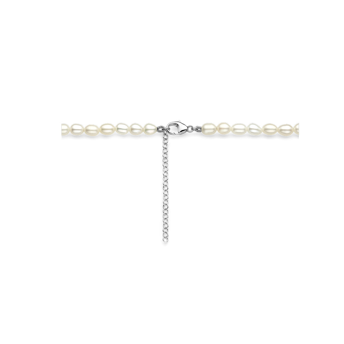 vDam Ketting Parels 5,0 Mm 40cm + 5 Cm Zilver Gerhodineerd 1337724  40cm