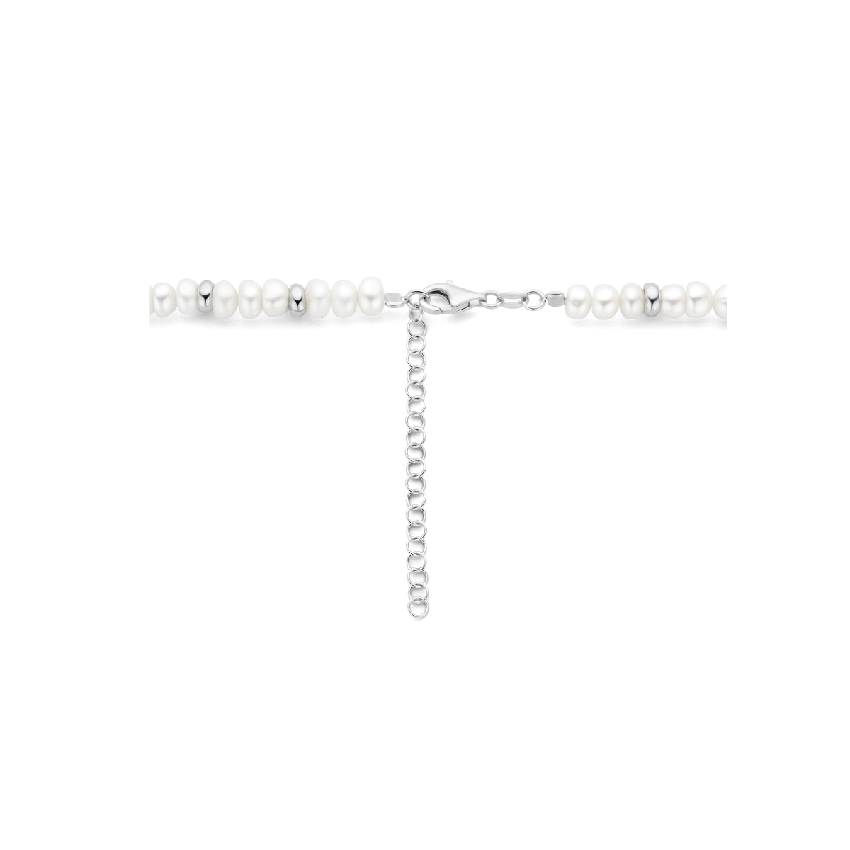 vDam Ketting Parels En Bolletjes 6,5 Mm 41cm + 5 Cm Zilver Gerhodineerd 1335959  41cm