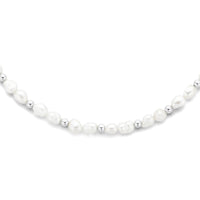 vDam Ketting Parels En Bolletjes 6,5 Mm 41 + 5 Cm Zilver Gerhodineerd 1335960