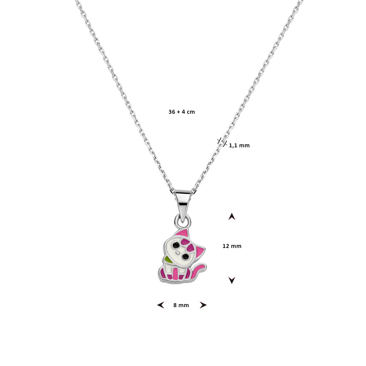 vDam Ketting Poes 36cm + 4 Cm Zilver Gerhodineerd 1337261  36cm
