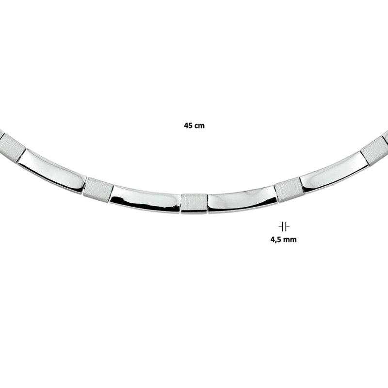 vDam Ketting Poli/mat 4,5 Mm 45cm Cm Zilver Gerhodineerd 1327777  45cm