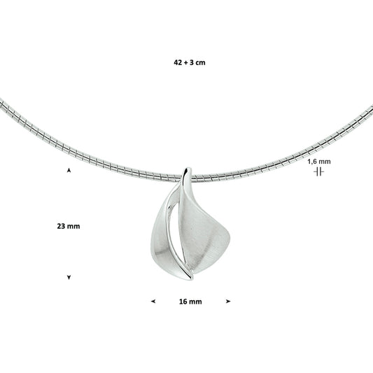 vDam Ketting Poli/mat 42cm + 3 Cm Zilver Gerhodineerd 132842cm2  42cm
