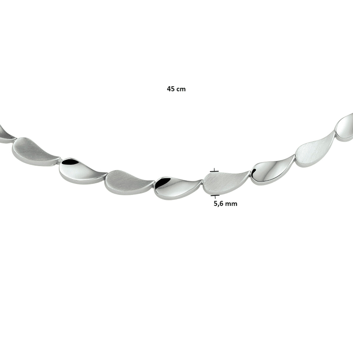 vDam Ketting Poli/mat 5,6 Mm 45cm Cm Zilver Gerhodineerd 1332877  45cm